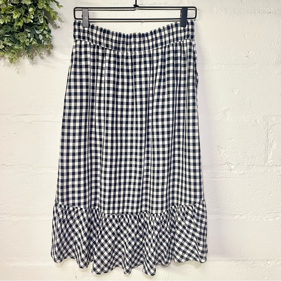 J. Crew•Navy & White Pull On Gigham Midi Skirt•Size Small - Picture 4 of 10